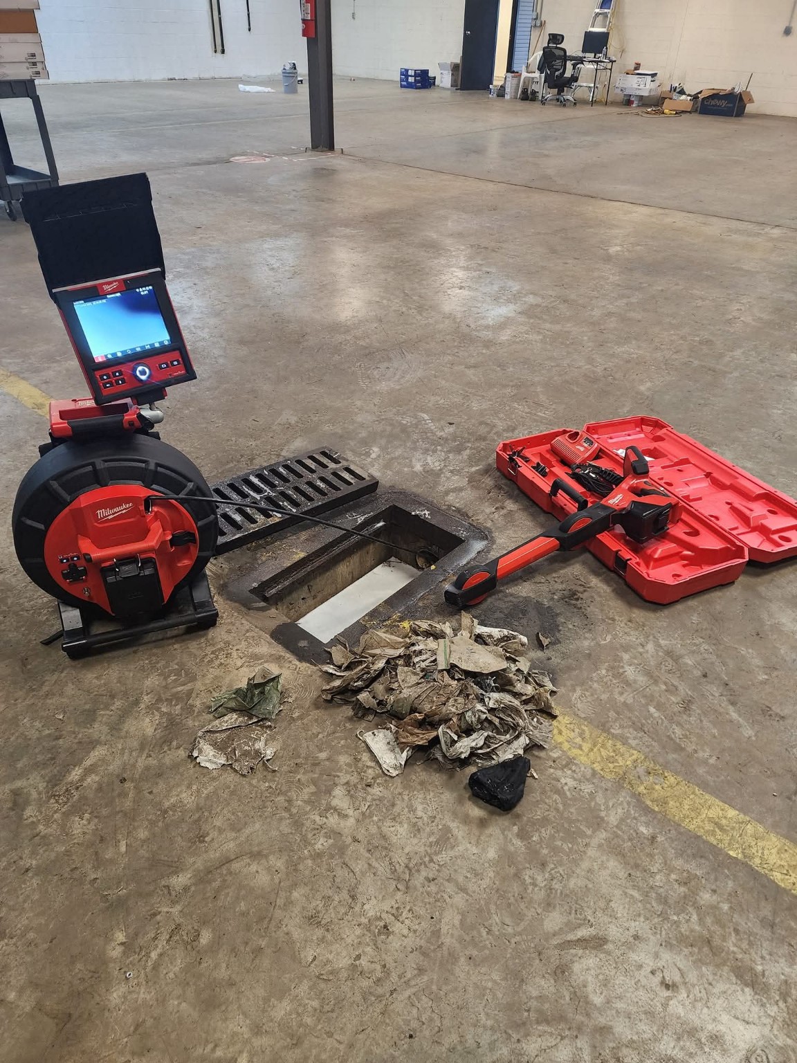 Flowtera commercial drain cleanout equipment and debris removal